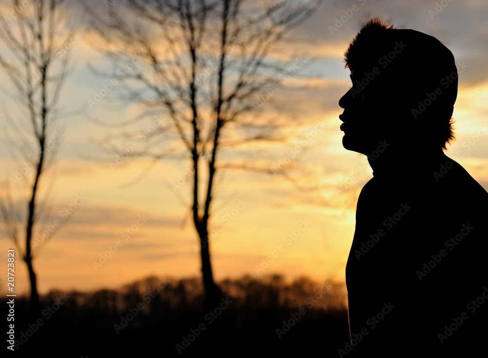 silhouette devant un coucher de soleil silhouette devant un coucher de soleil