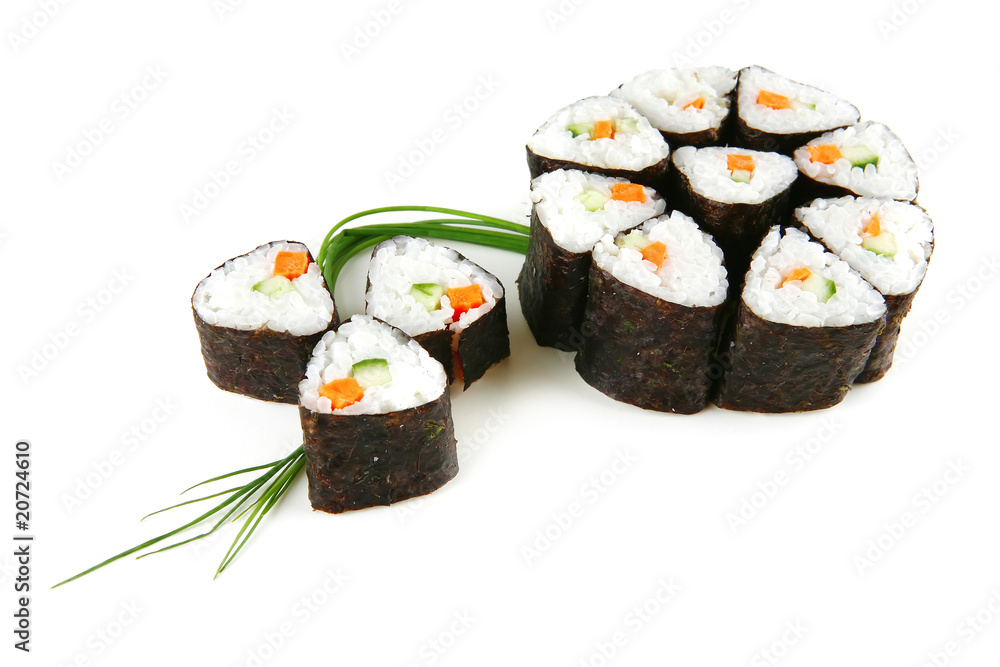 sushi rolss with green stems sushi rolss with green stems