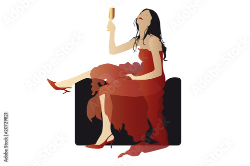 femme et champagne