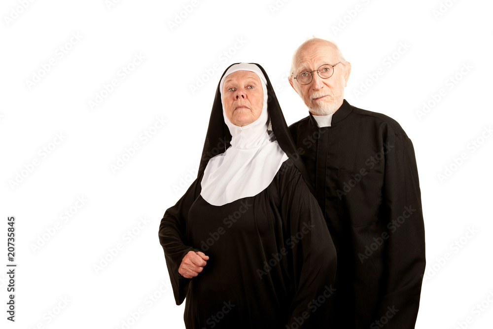 Funny priest and nun Funny priest and nun
