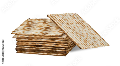 Bilde på lerret Close up of square matza isolated on white background
