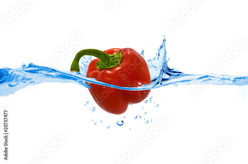 sweet pepper thrown in the water