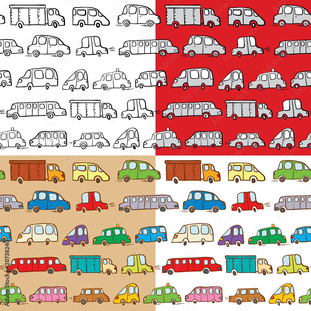 Set of cars doodles seamless Set of cars doodles seamless