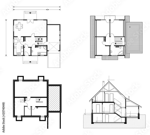 project of house in black-and-white color