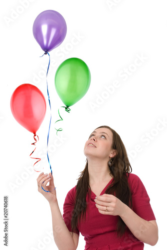 happy woman with balloons