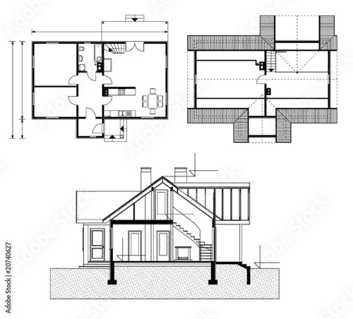 project of house in black-and-white color.