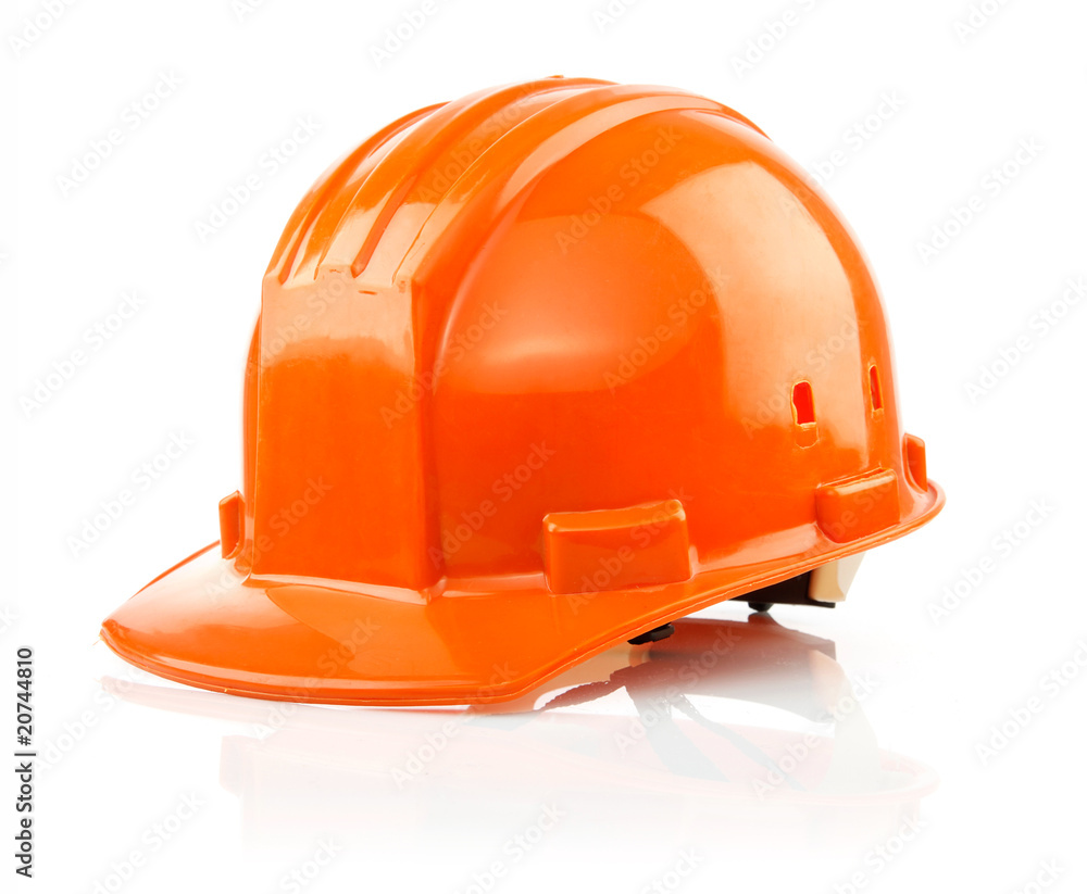 orange protective helmet isolated on white orange protective helmet isolated on white