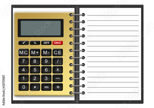 Notebook with a calculator