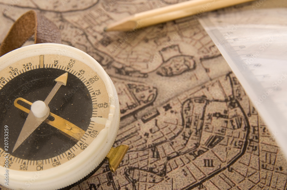 Compass with map Compass with map