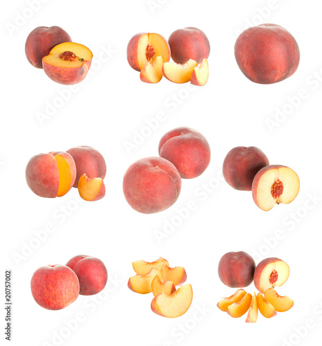 set of peaches isolated