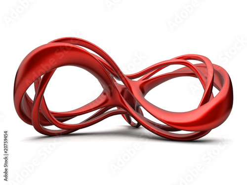Futuristic red 3d infinity sign illustration.
