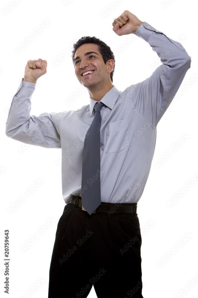 Successful businessman celebrating his victory Successful businessman celebrating his victory