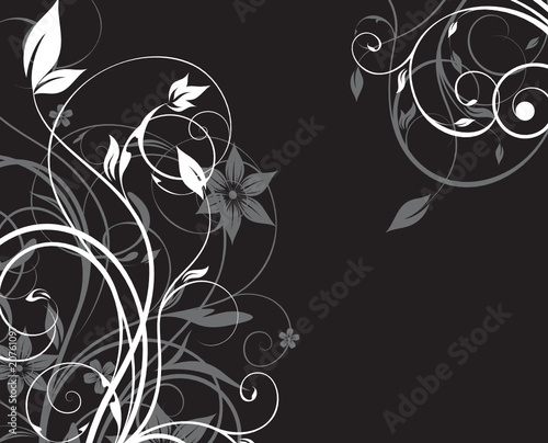 black and white floral background