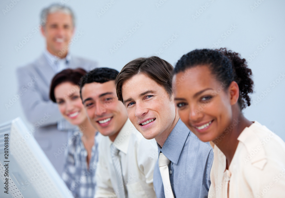 Assertive business partners with their senior manager Assertive business partners with their senior manager