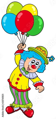 Funny smiling clown with balloons