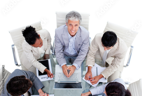 Positive international business people in a meeting