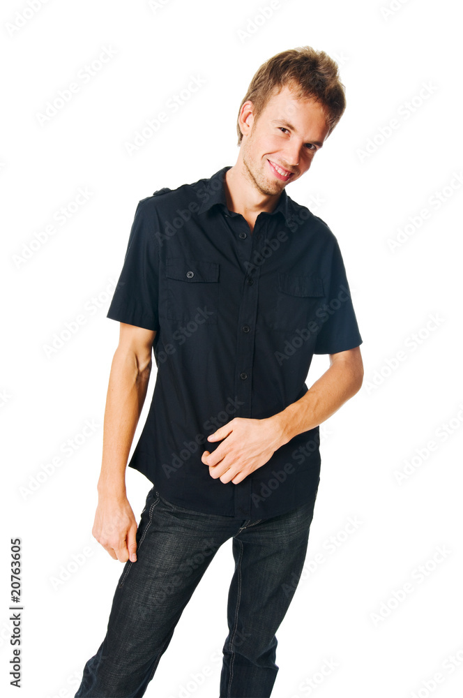 Fototapeta premium Young man on white