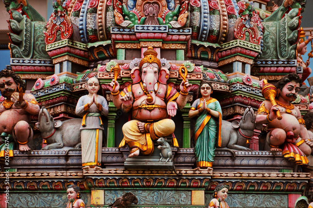 Ganesh, le dieu éléphant sur un temple indien