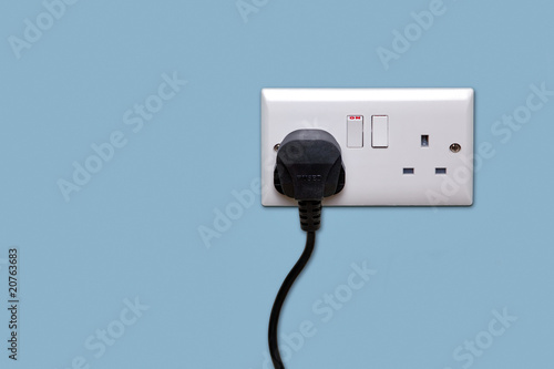 Double power socket and single plug switched on