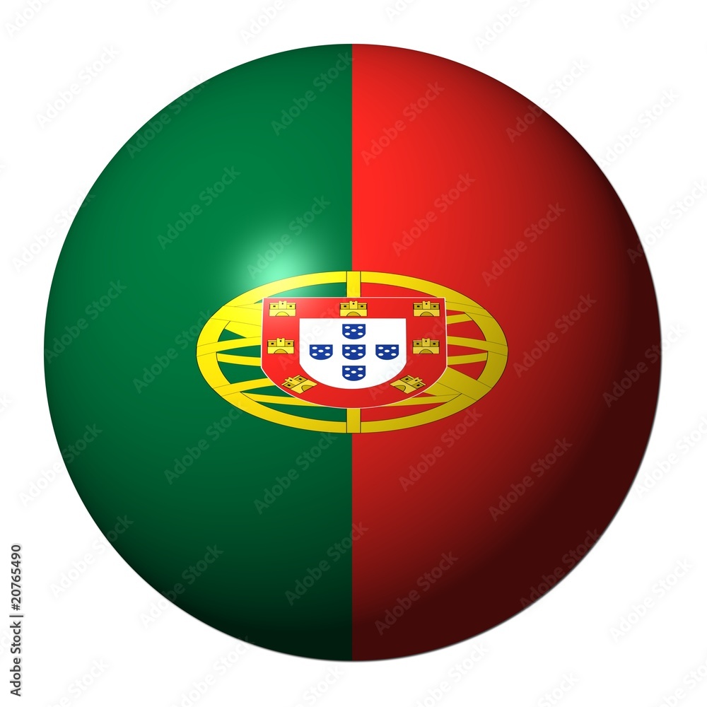 Obraz premium Portuguese flag sphere isolated on white illustration