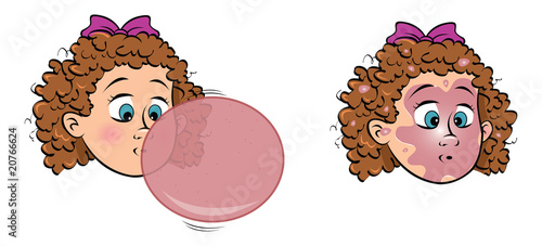 toddler girl blowing bubblegum