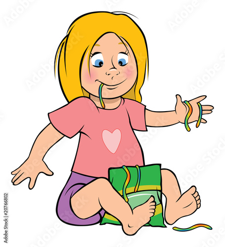 toddler girl eating candy