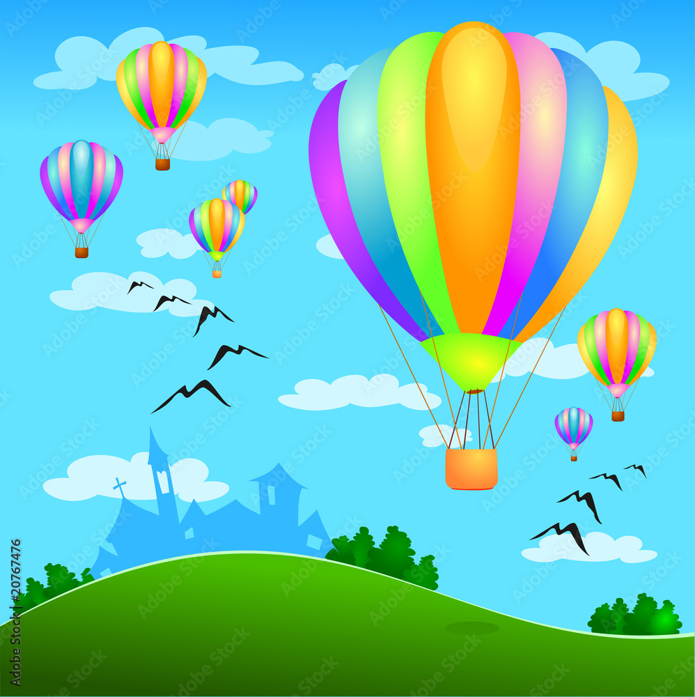 Naklejka premium Mongolfiere in volo