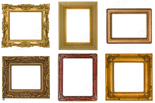 Six Antique Frames on White Background