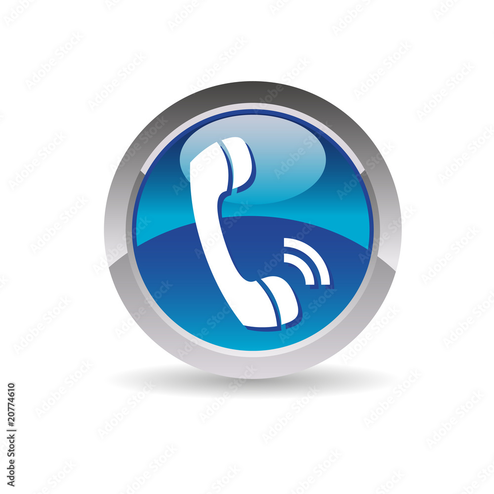 Picto telephone - Hotline button blue Stock Vector | Adobe Stock