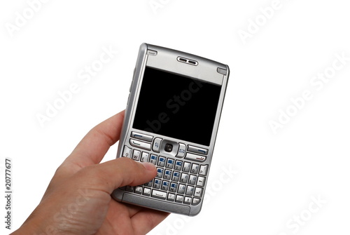Multimedial mobile phone in hand