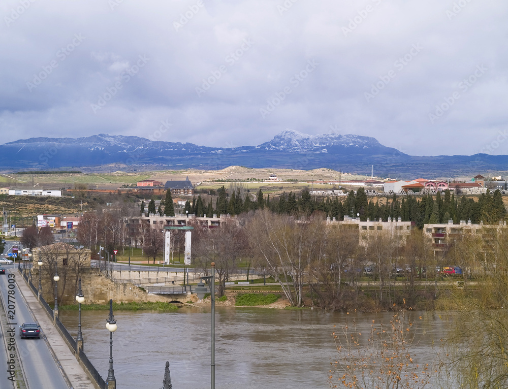 Fototapeta premium Vista del rio Ebro a su paso por Logroño, La Rioja, España