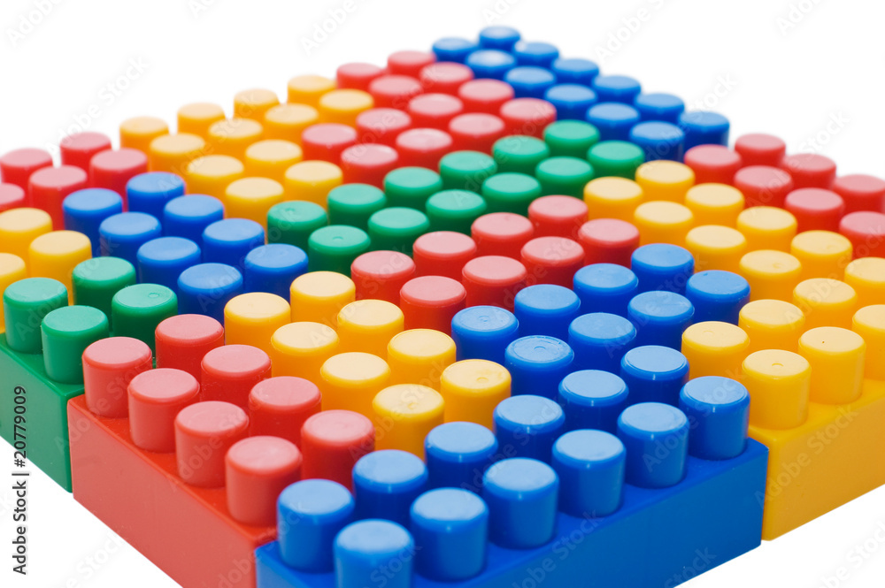 Fototapeta premium Multi-colored plastic blocks on white