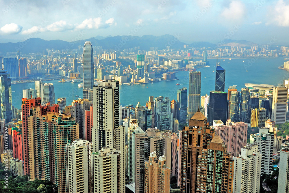 Fototapeta premium China, Hong Kong cityscape from the Peak