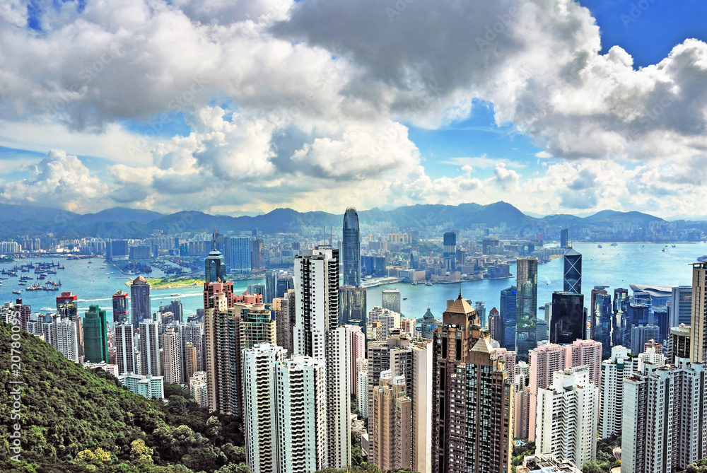 Fototapeta premium China, Hong Kong cityscape from the Peak