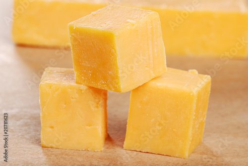 Cheddar Cheese Cubes Shallow Dof