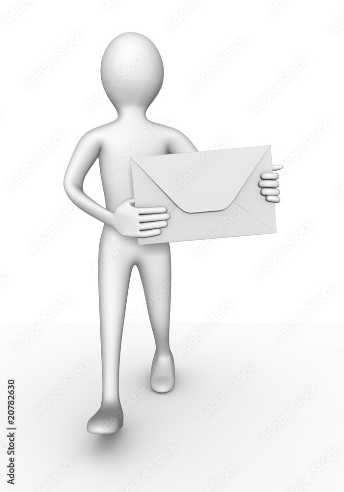 Personnage 3d portant une lettre Personnage 3d portant une lettre