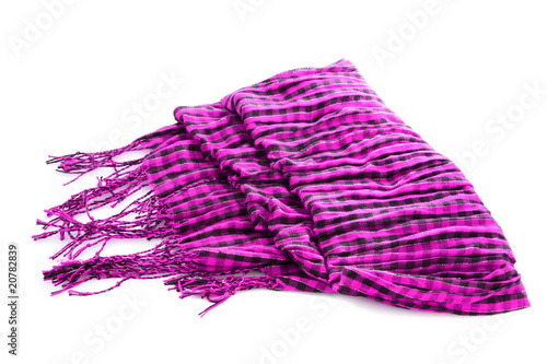 Scarf. A winter warm violet scarf over white