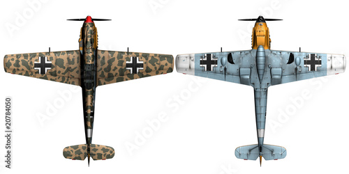 3d top and bottom render Messerschmitt BF109-E7 trop figter photo