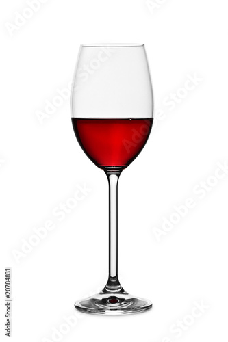 glass with red wine isolated