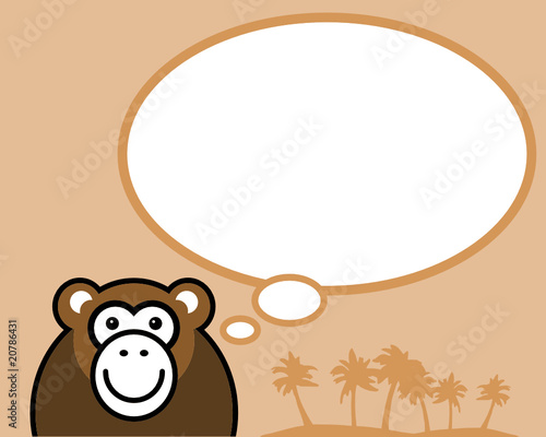 Monkey thinks about... vector illustration, enter your text