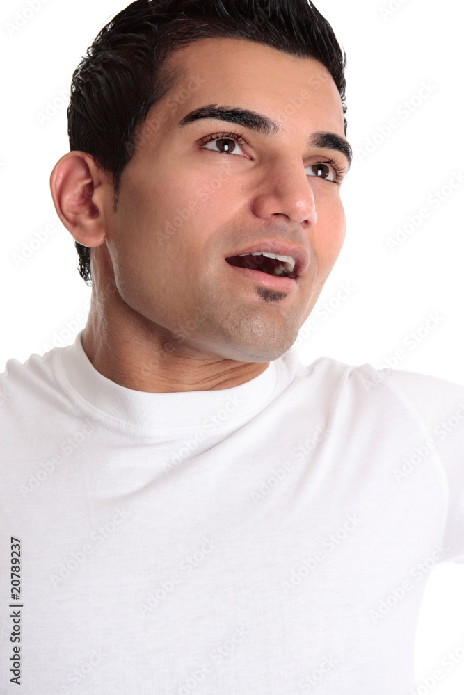 Fototapeta premium Joyful man looking towards heaven