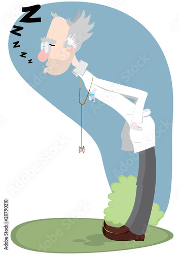 The tired doctor sleeps in park