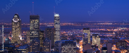downtown panorama skyline montreal at dusk cityscape with skyscr photo