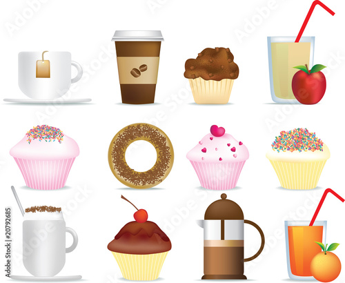 coffee and cake illustration set