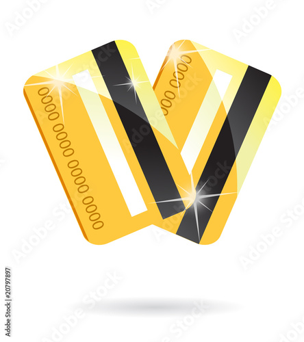 vector golden credit cards clip art