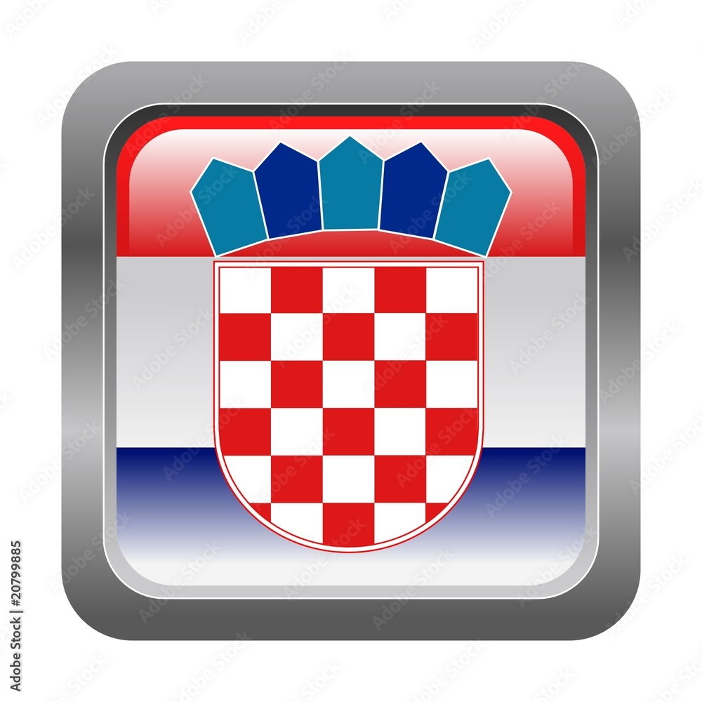 Naklejka premium metallic button in colors of Croatia