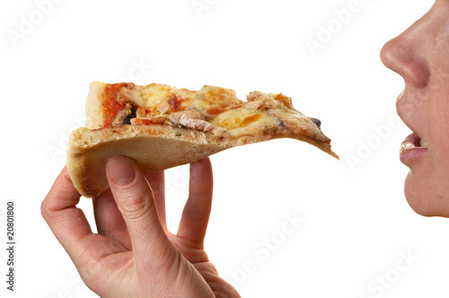 Eating a pizza
