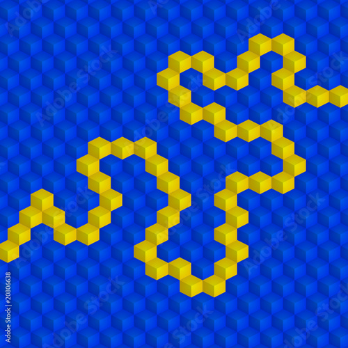 3d-blöcke blau-gelb I