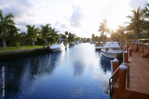 Photography Florida Pompano Beach waterway in evening