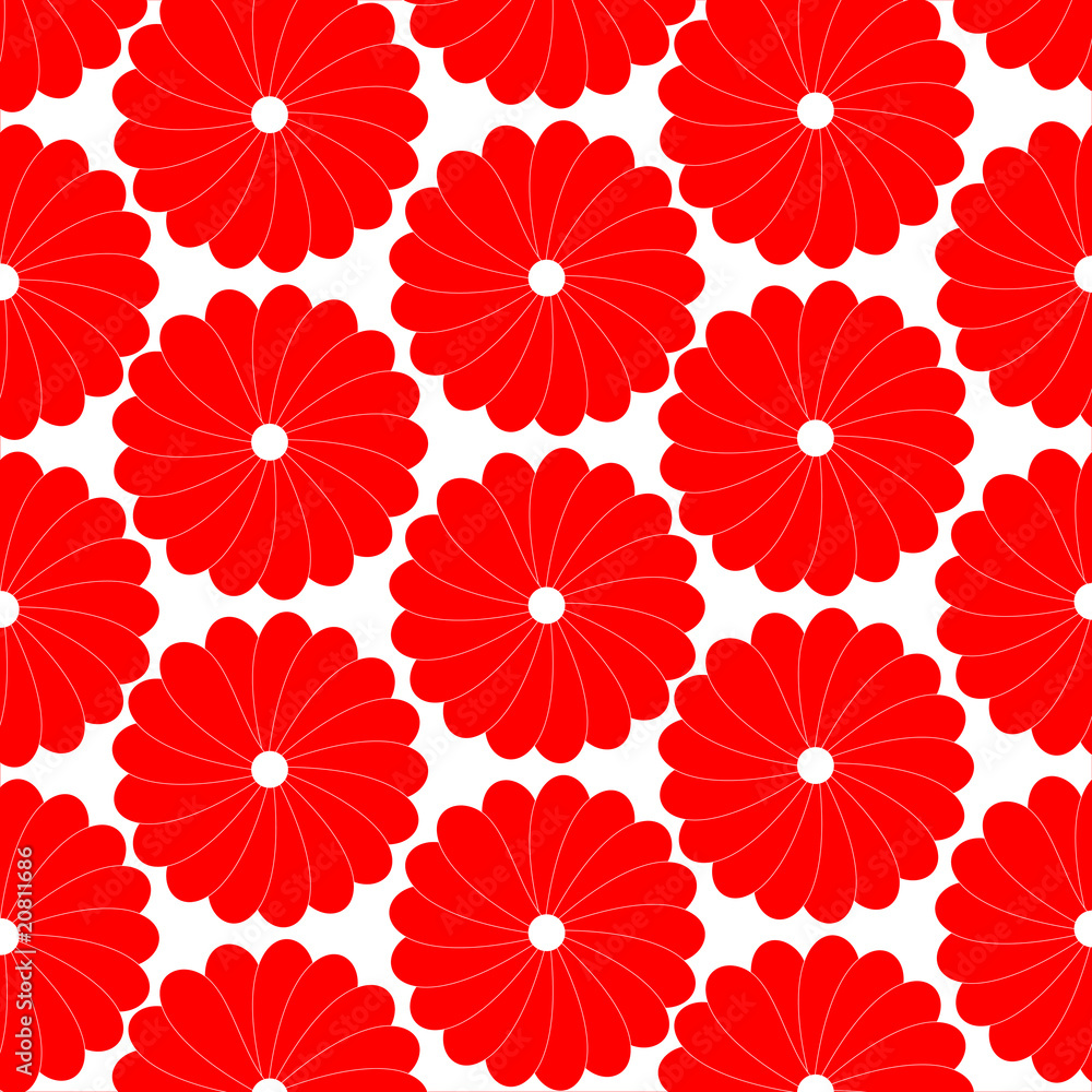 Obraz premium Floral pattern fresh white and red vector background